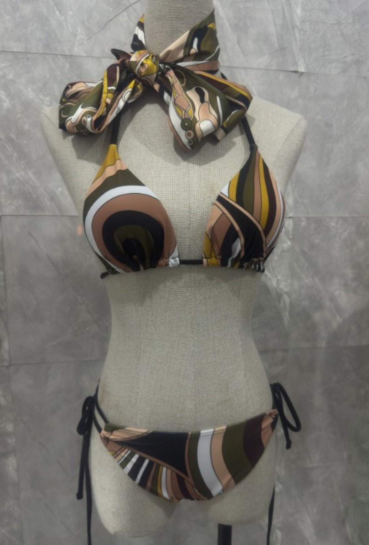 Chocolate Mint Bikini & Scarf set