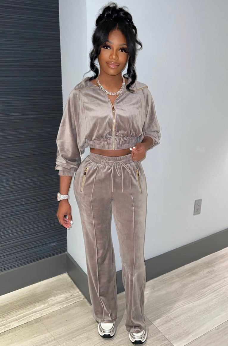 Dreamy Velvet Crop Tracksuit
