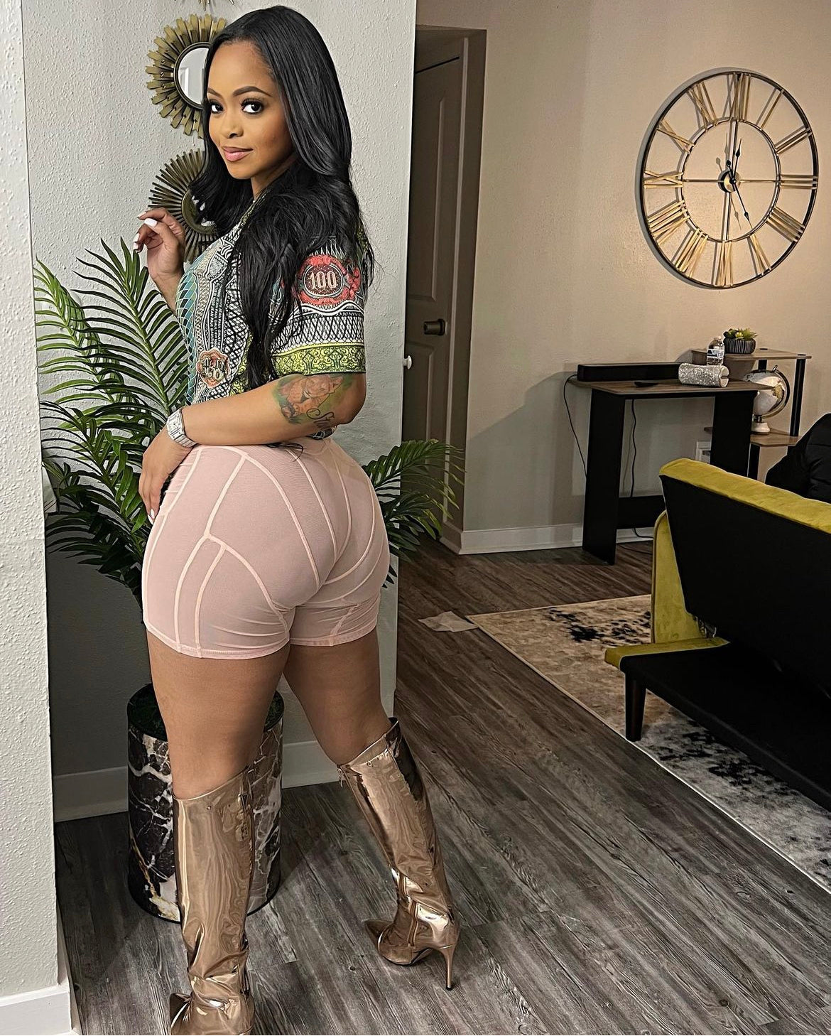 Sheer Lines Biker Shorts