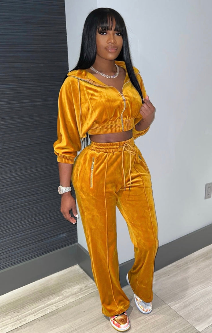 Dreamy Velvet Crop Tracksuit