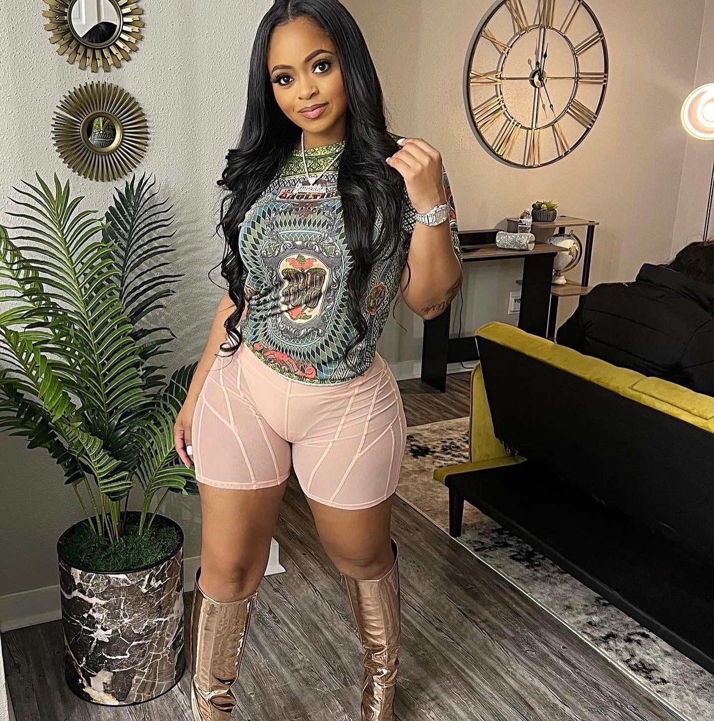 Sheer Lines Biker Shorts