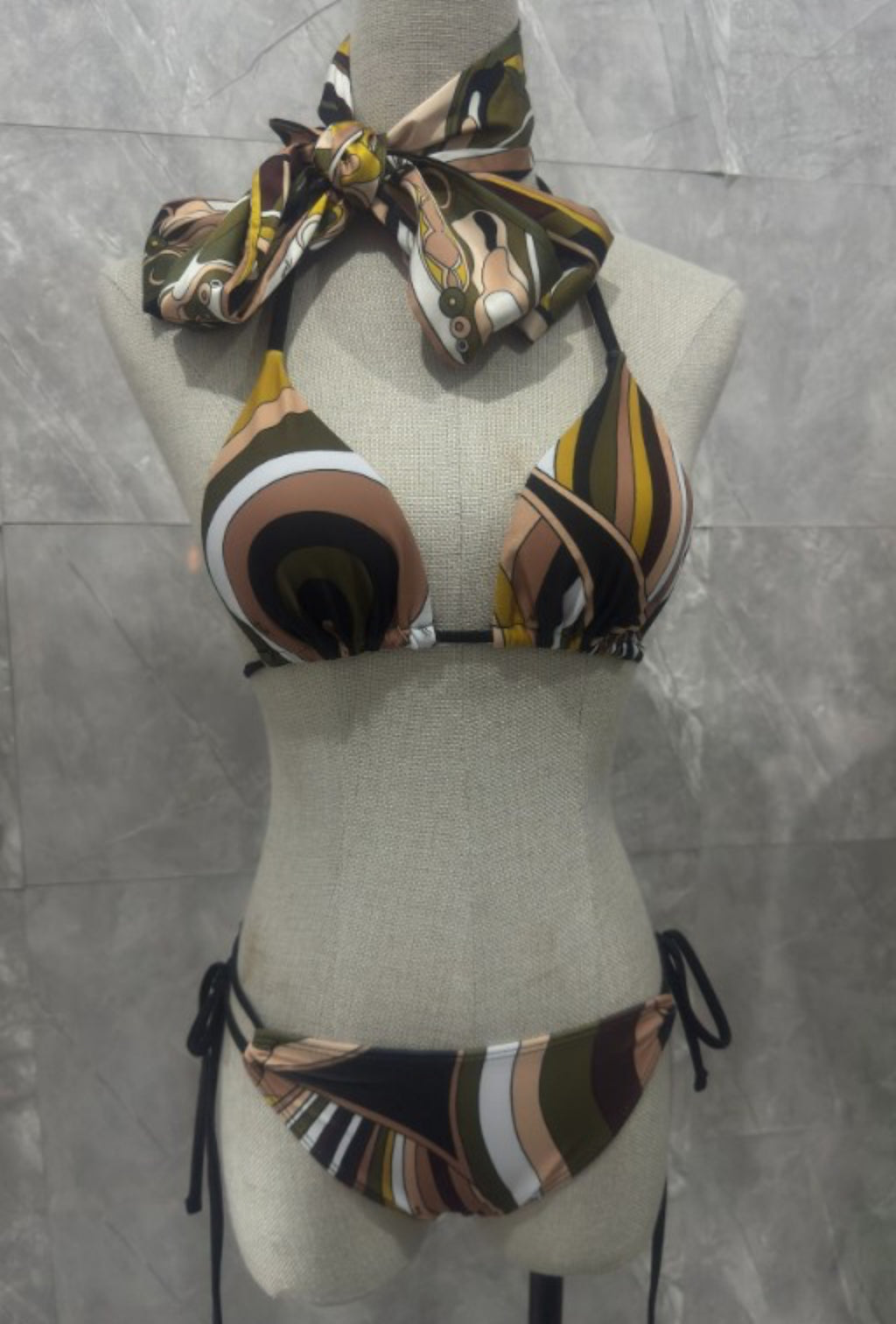 Chocolate Mint Bikini & Scarf set