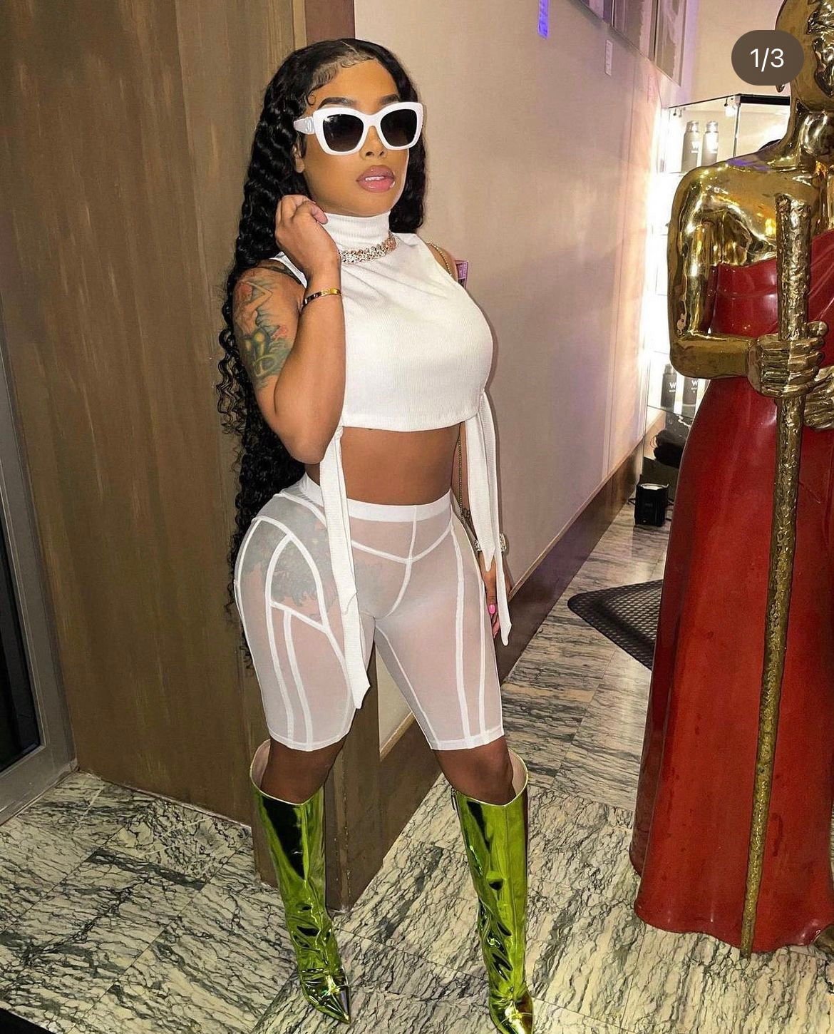 Sheer Lines Biker Shorts