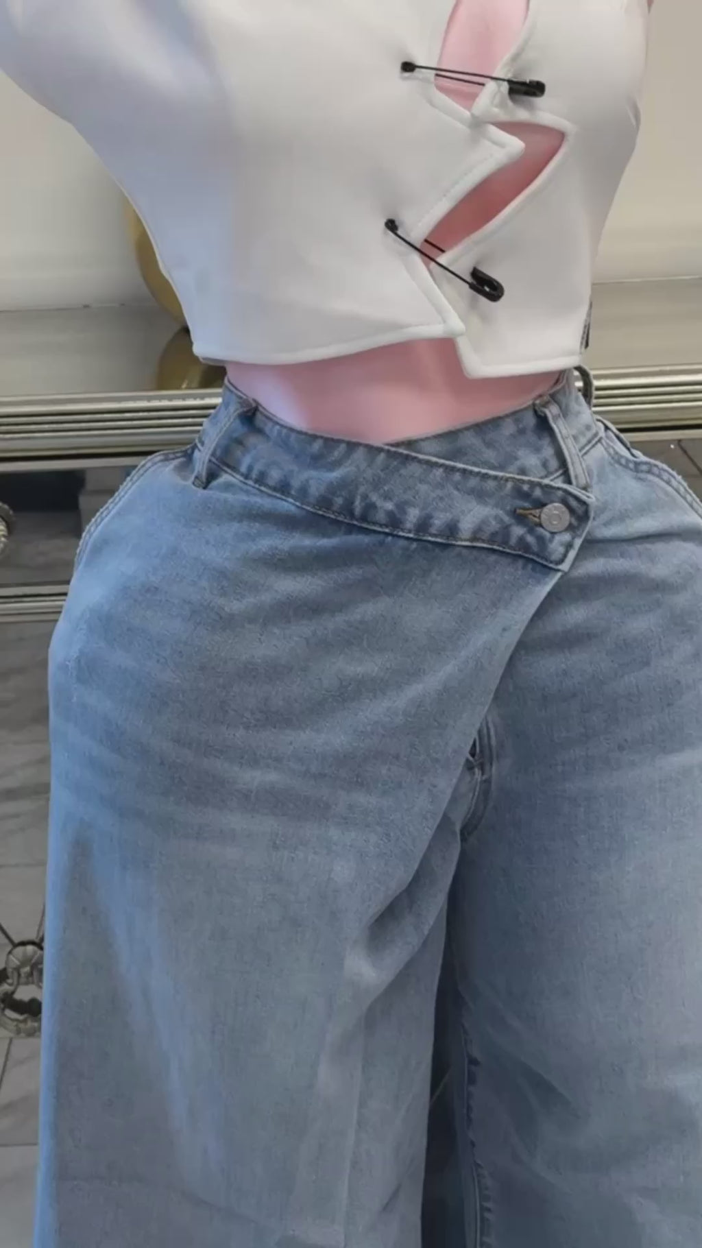 Oversize Lap Over Jeans