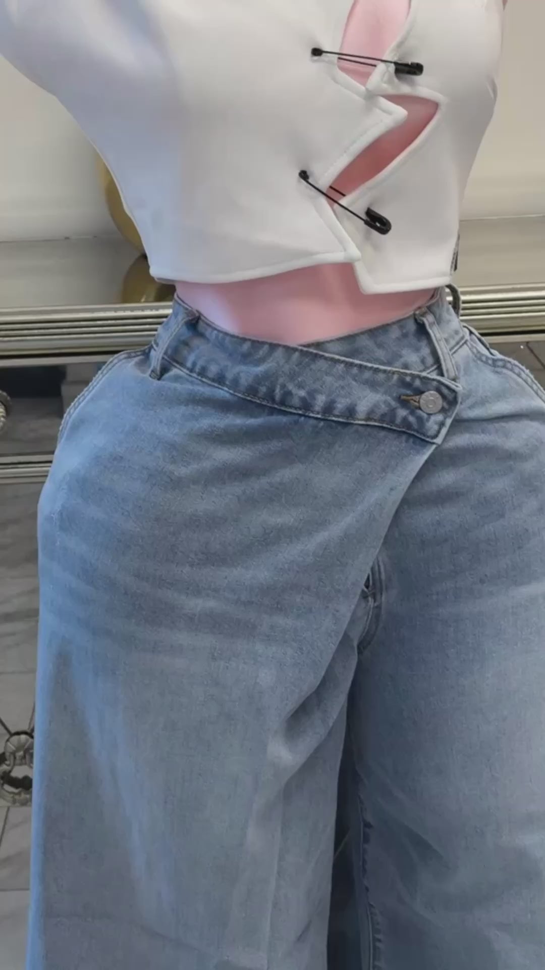 Oversize Lap Over Jeans