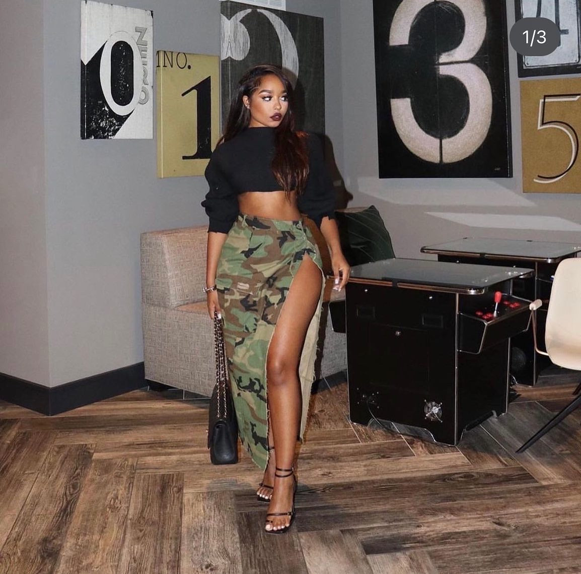 Camo split skirt