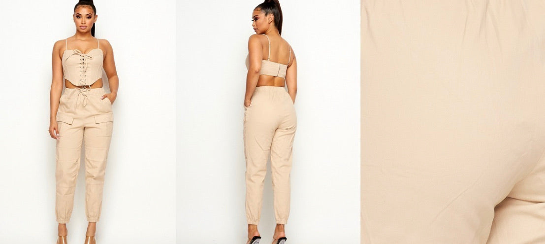 Cute Khaki 2piece