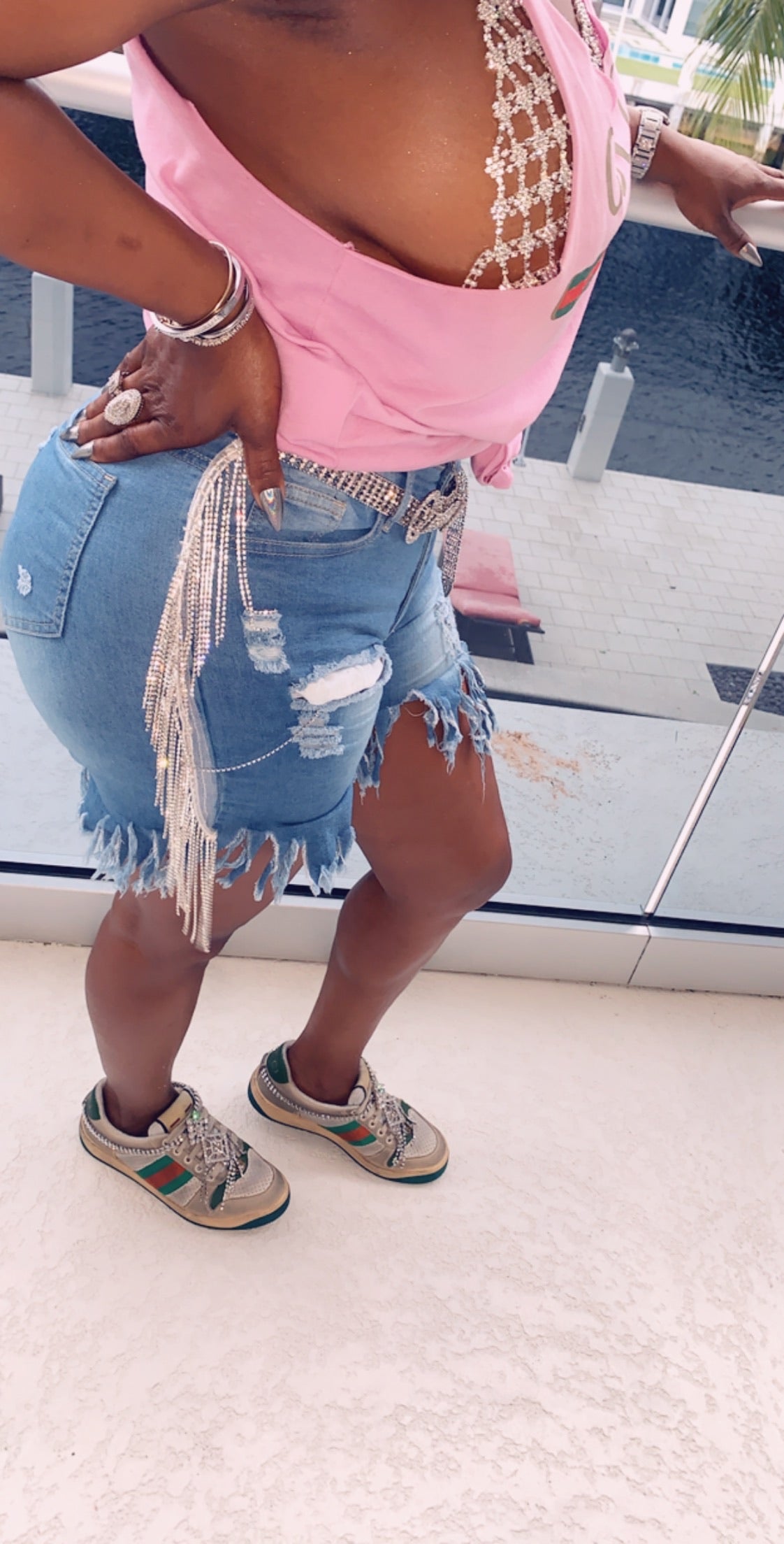 Side Bling Denim shorts